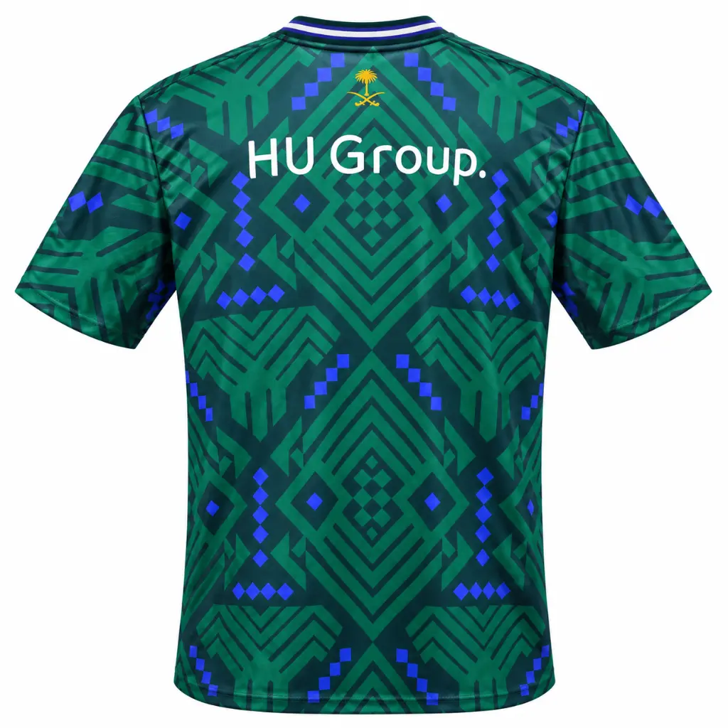 Green patterned HU Group. jersey back.webp