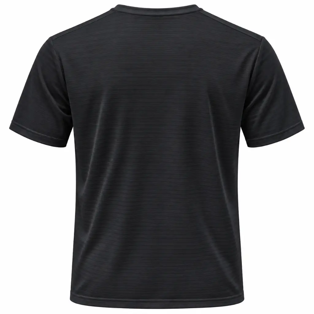 Black textured sports T-shirt, rear view-7.webp