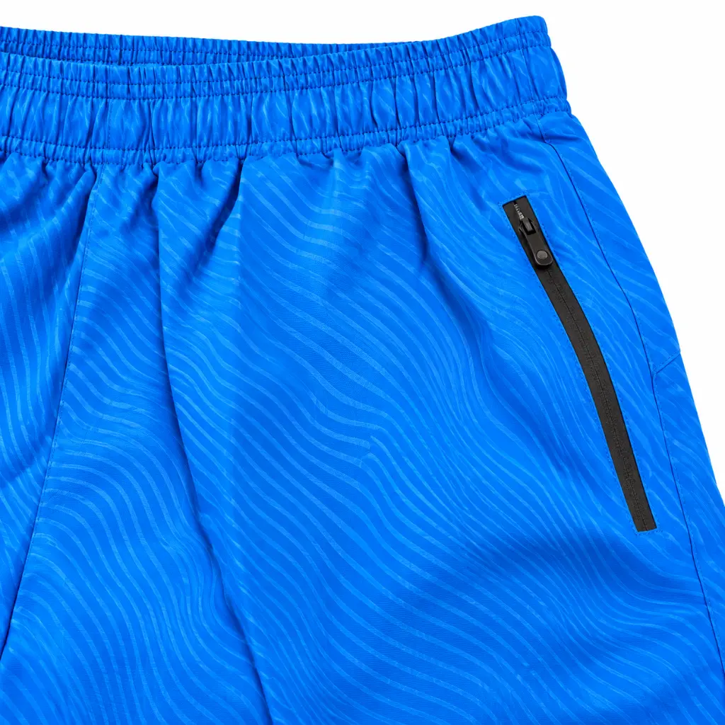 Electric blue waistband and zipper detail.webp
